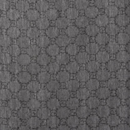 Gucci Wool Silk GG Monogram Diamante Plaid Cavendish Square Shawl Black Grey 2 of 4