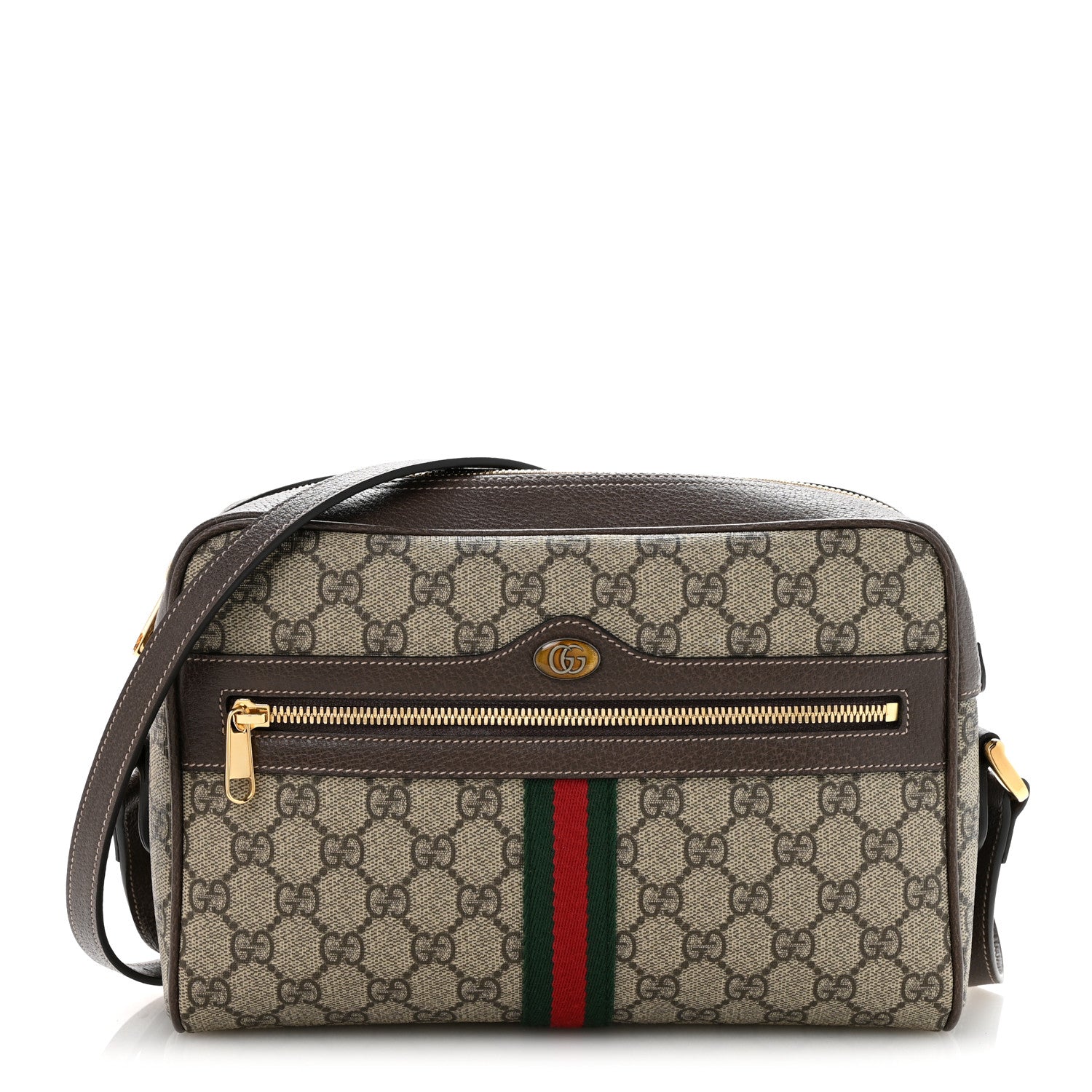 Gucci GG Supreme Monogram Web Small Ophidia Shoulder Bag Brown 1 of 12
