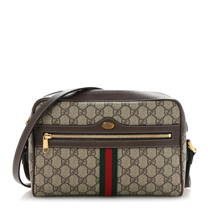 Gucci GG Supreme Monogram Web Small Ophidia Shoulder Bag Brown 1 of 12
