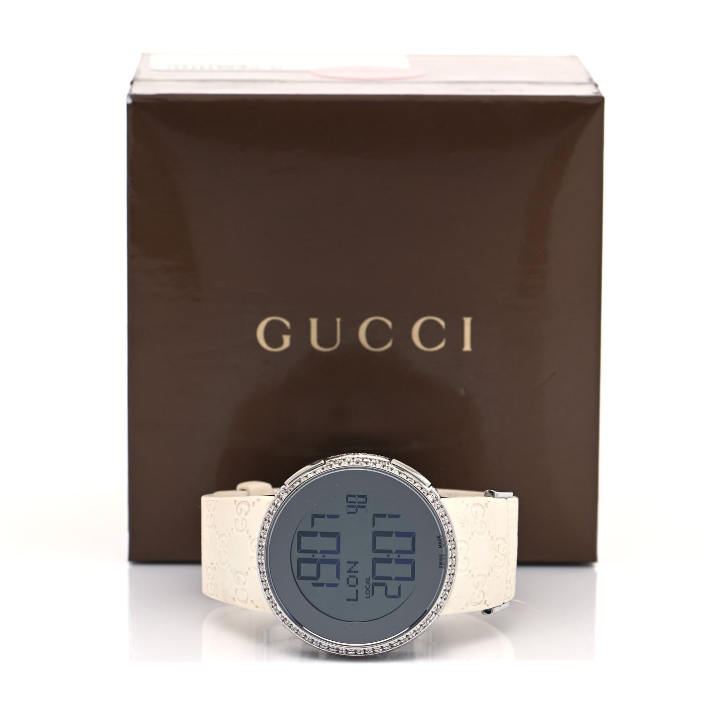 Stainless Steel Rubber Diamond 40mm Digital I-Gucci Watch