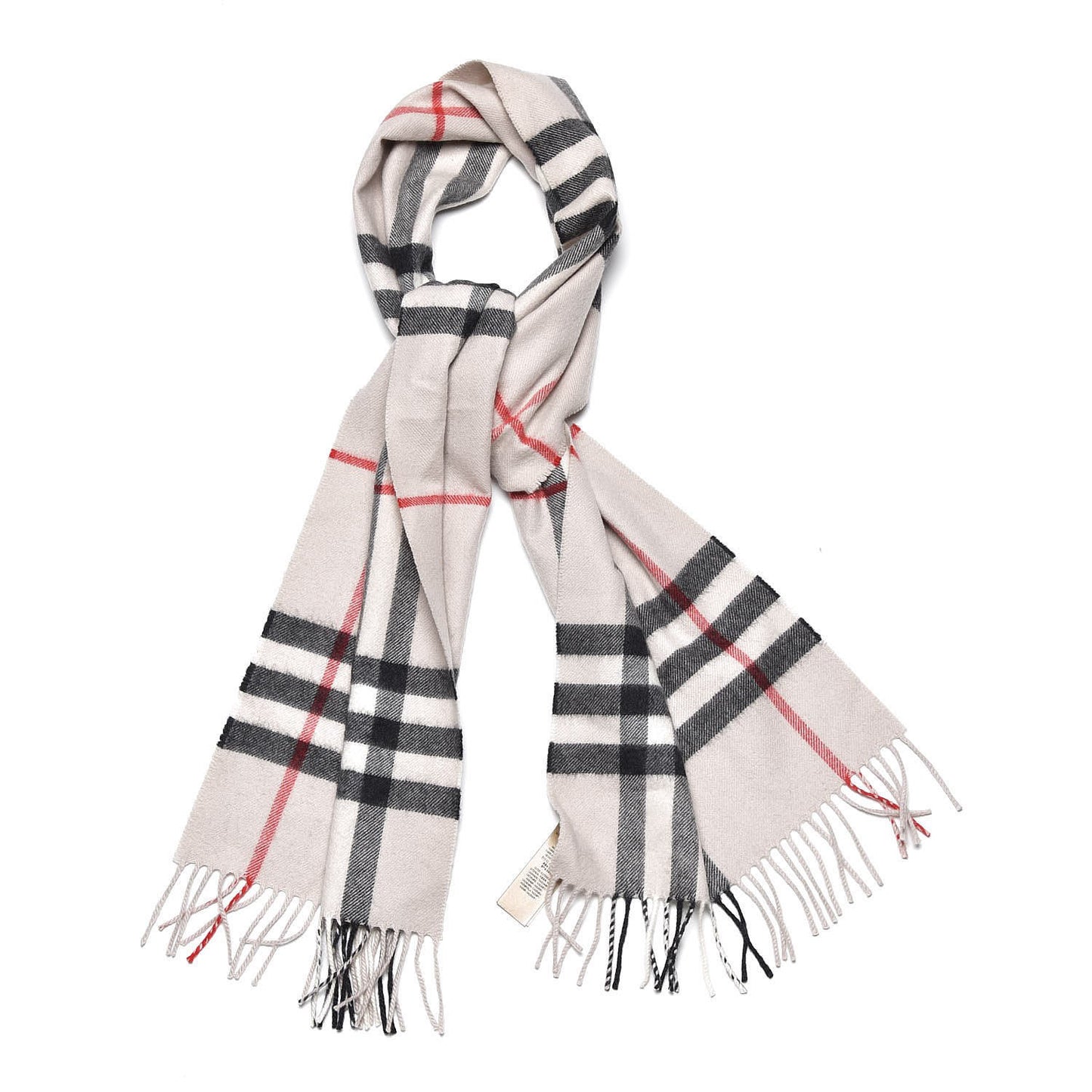 Cashmere Giant Check Fringe Scarf Stone