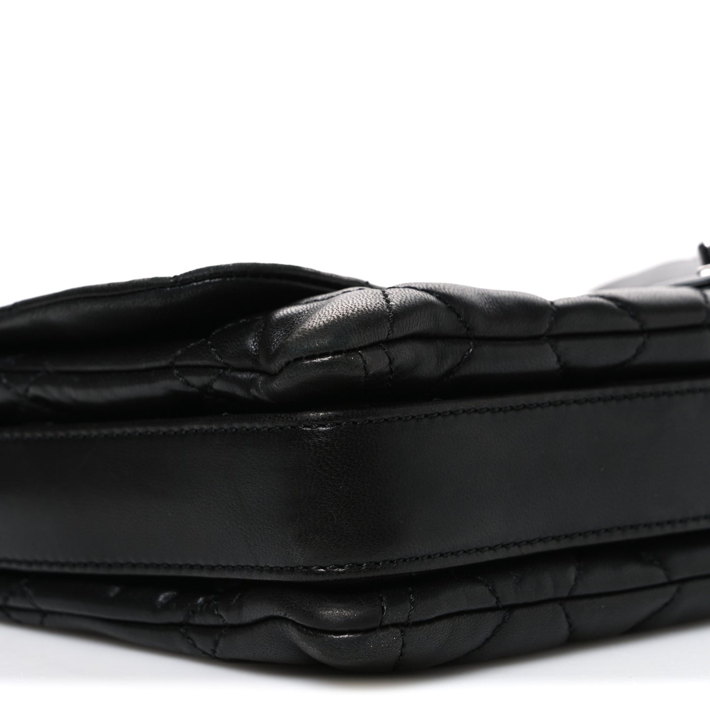 Lambskin Quilted Jumbo 3 Flap Black