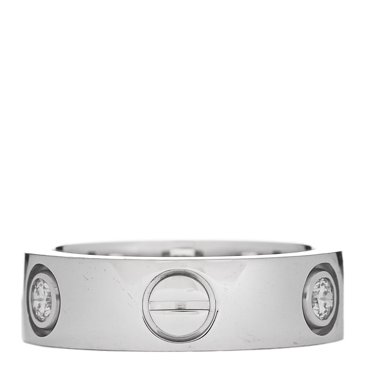 Cartier 18K White Gold 3 Diamond 5.5mm LOVE Ring 47 4 3 of 6