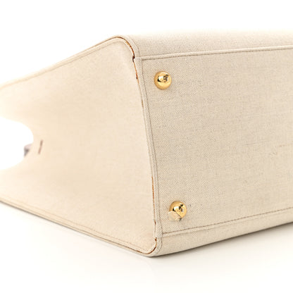 Fendi Canvas Vitello King Logo Embroidered Medium Fendi Sunshine Shopper Tote Grezzo Ghianda 8 of 18