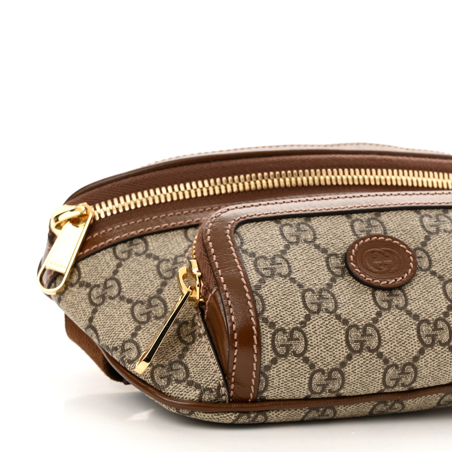 GG Supreme Monogram Textured Calfskin Retro Interlocking G Belt Bag Beige Ebony Brown Sugar