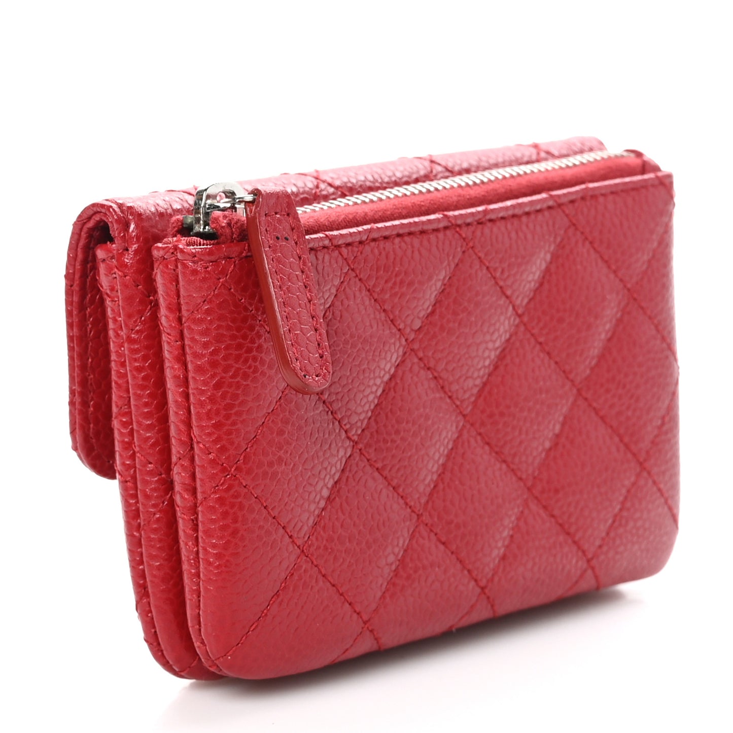 Caviar Quilted Coin Purse Red