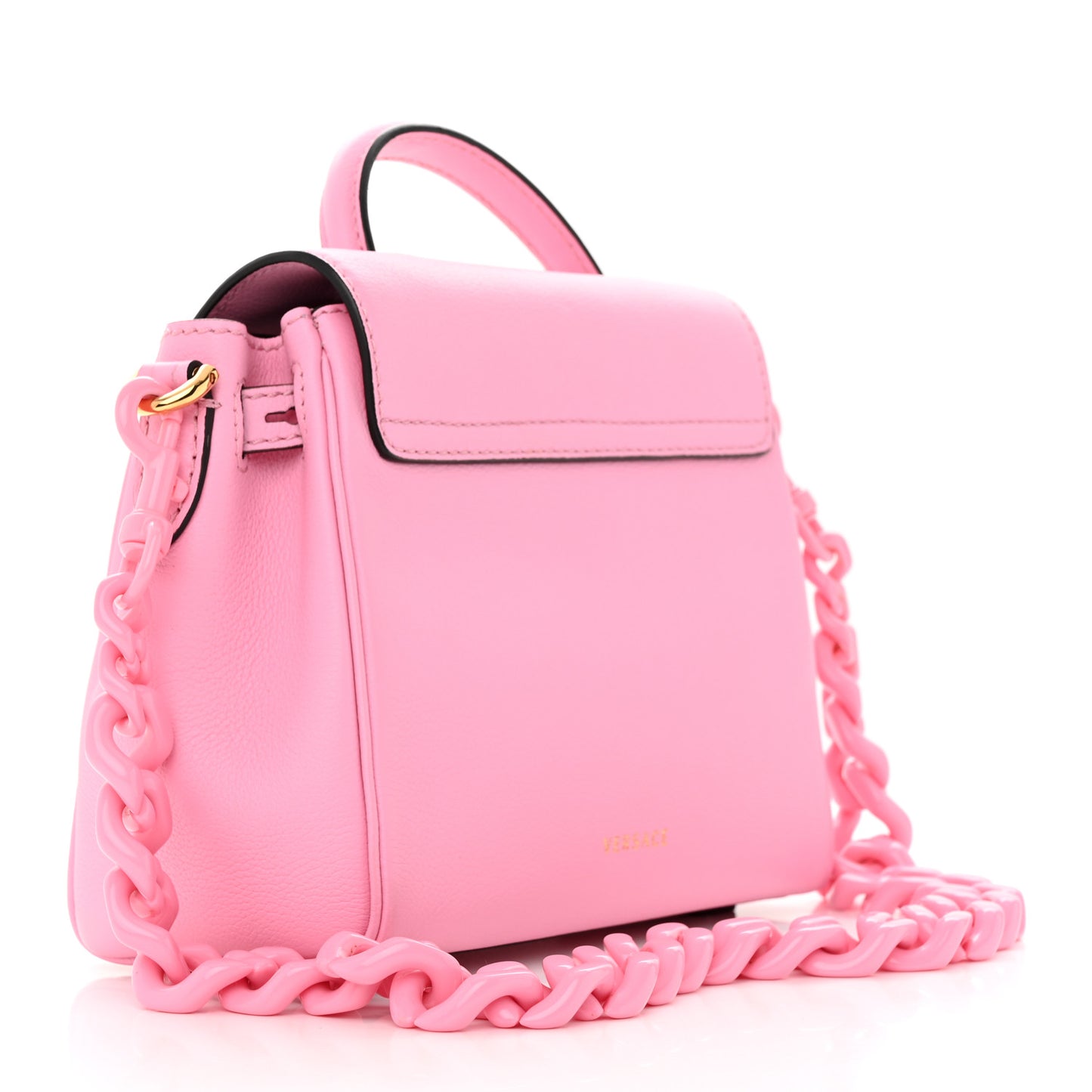 Grained Calfskin Small La Medusa Top Handle Bag Pink