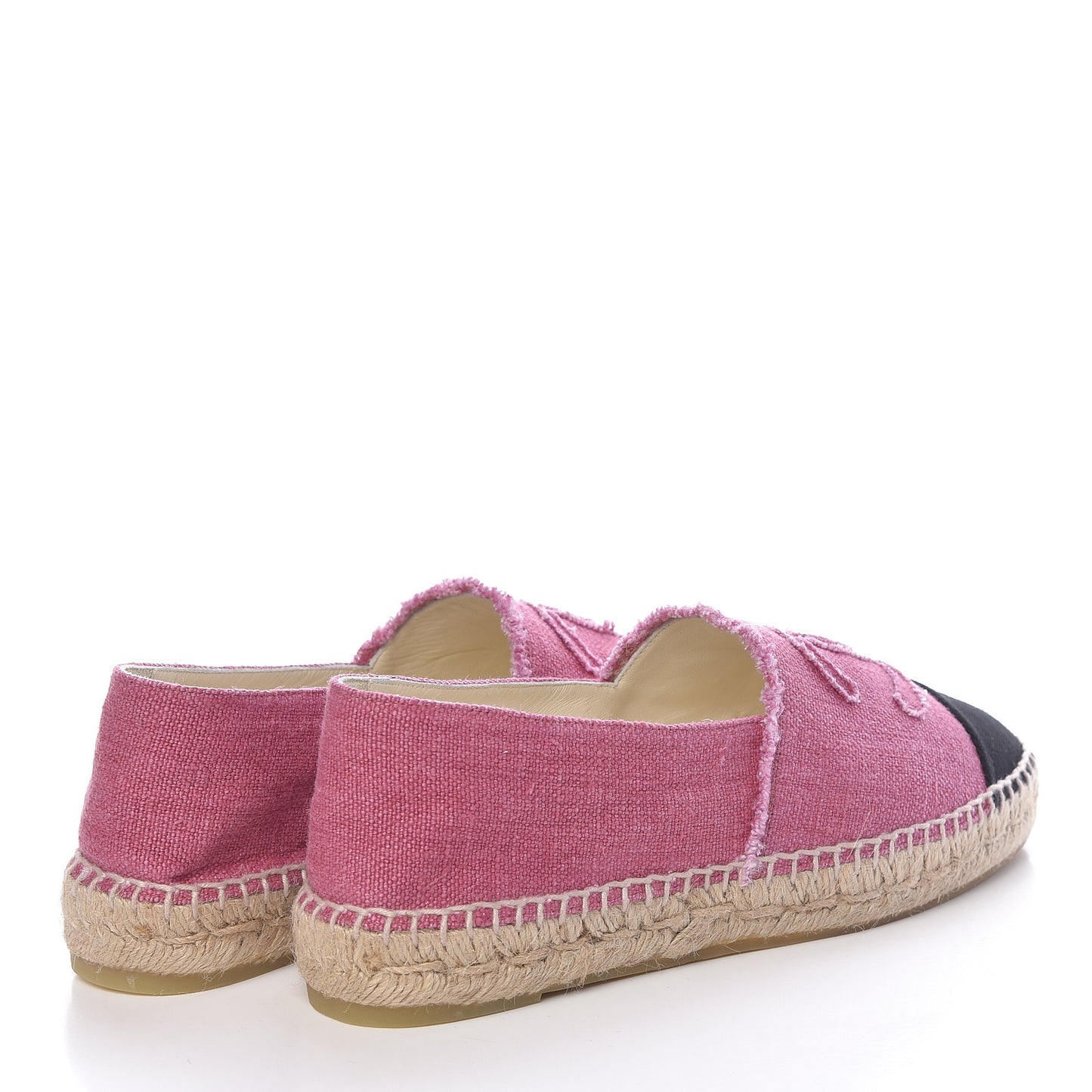 CHANEL Linen CC Espadrilles 40 Pink Black