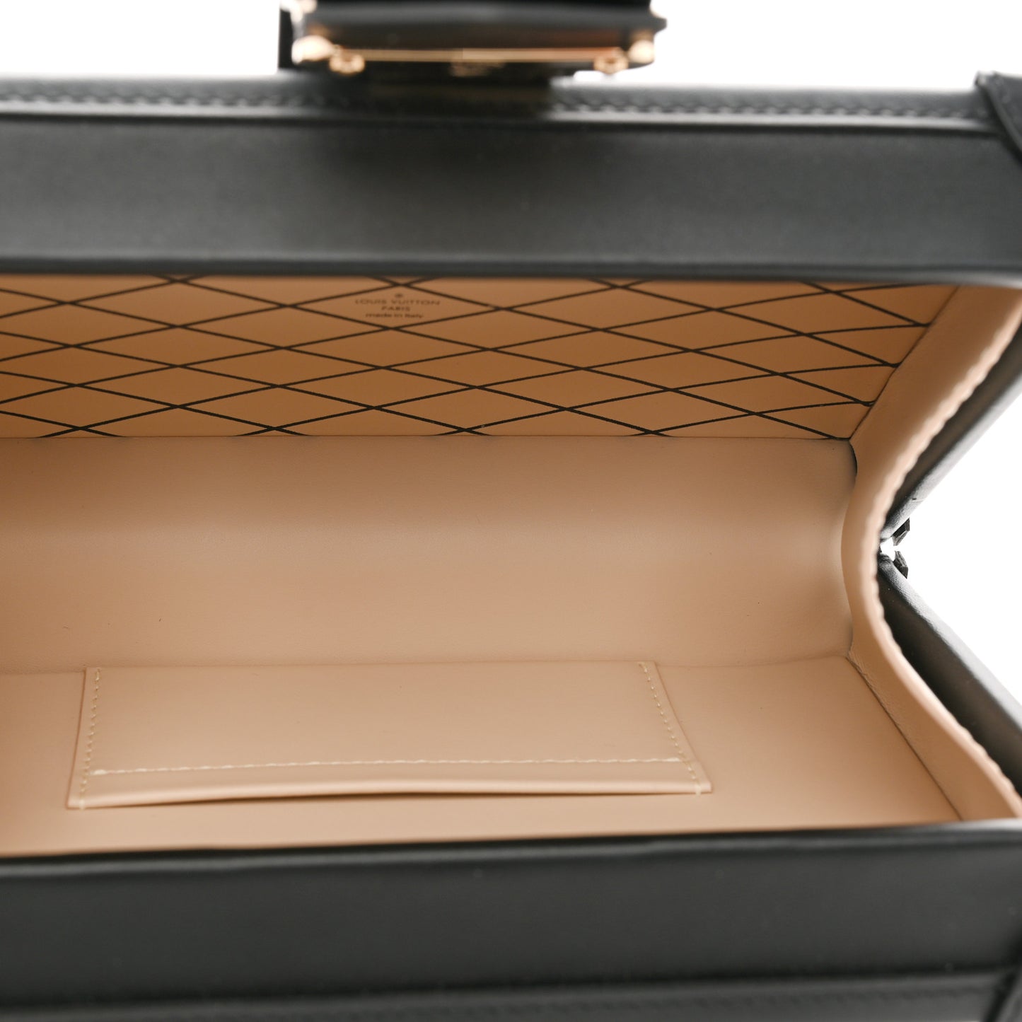 Lambskin Malletage Petite Malle Black Beige