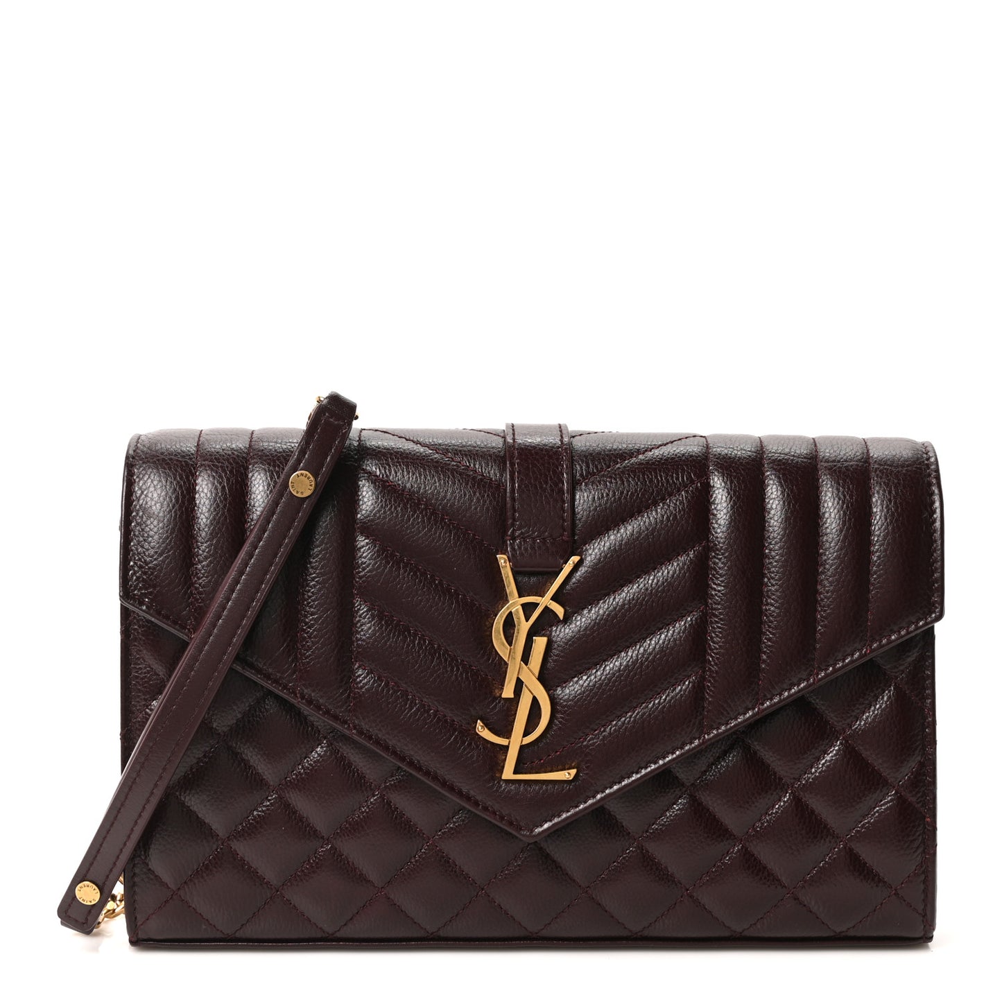 Grained Calfskin Mixed Matelasse Triquilt Monogram Chain Wallet Lava Falls