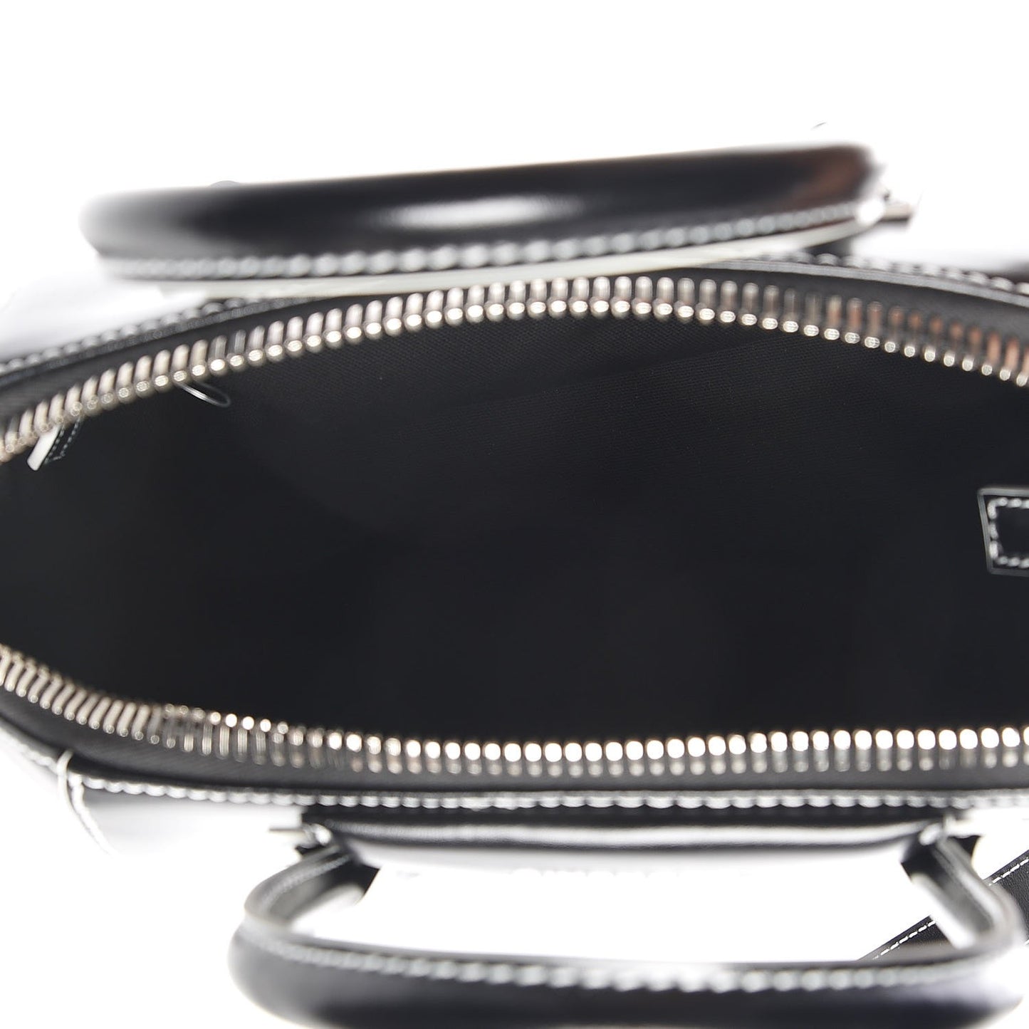 Calfskin Contrast Topstitch Small Antigona Black White