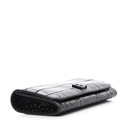 Balenciaga Calfskin Crocodile Embossed Touch Phone Holder With Strap Black 4 of 10