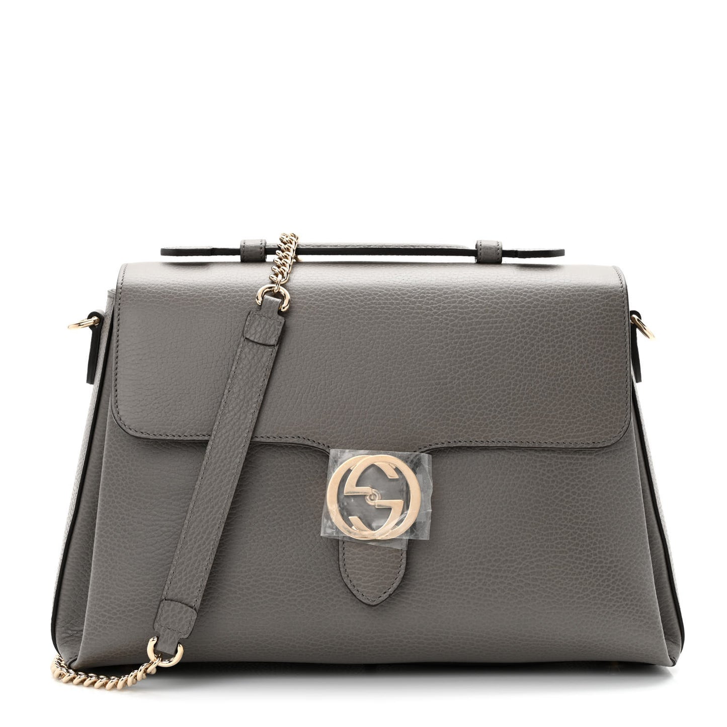 Dollar Calfskin Medium Interlocking G Top Handle Shoulder Bag Loess
