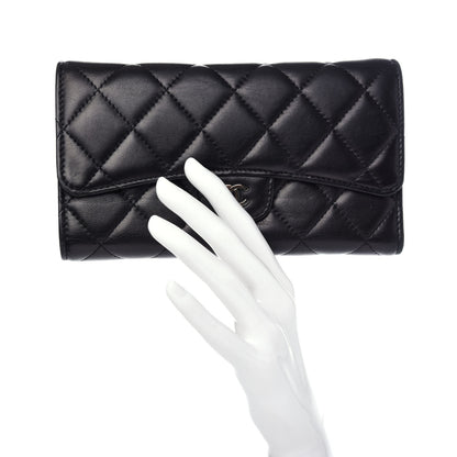 Chanel Lambskin Quilted Large Flap Wallet Black 2 of 8