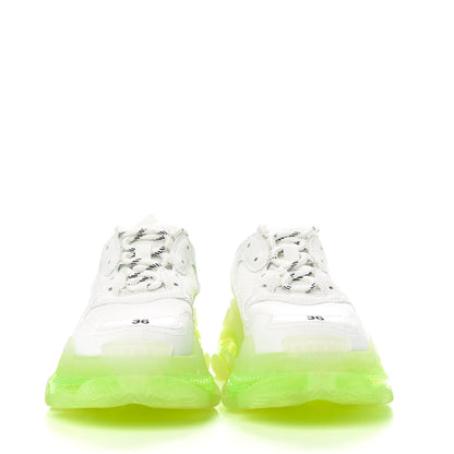 Balenciaga Fabric Mesh Clear Sole Fluo Womens Triple S Sneakers 36 White Fluo Yellow 3 of 8