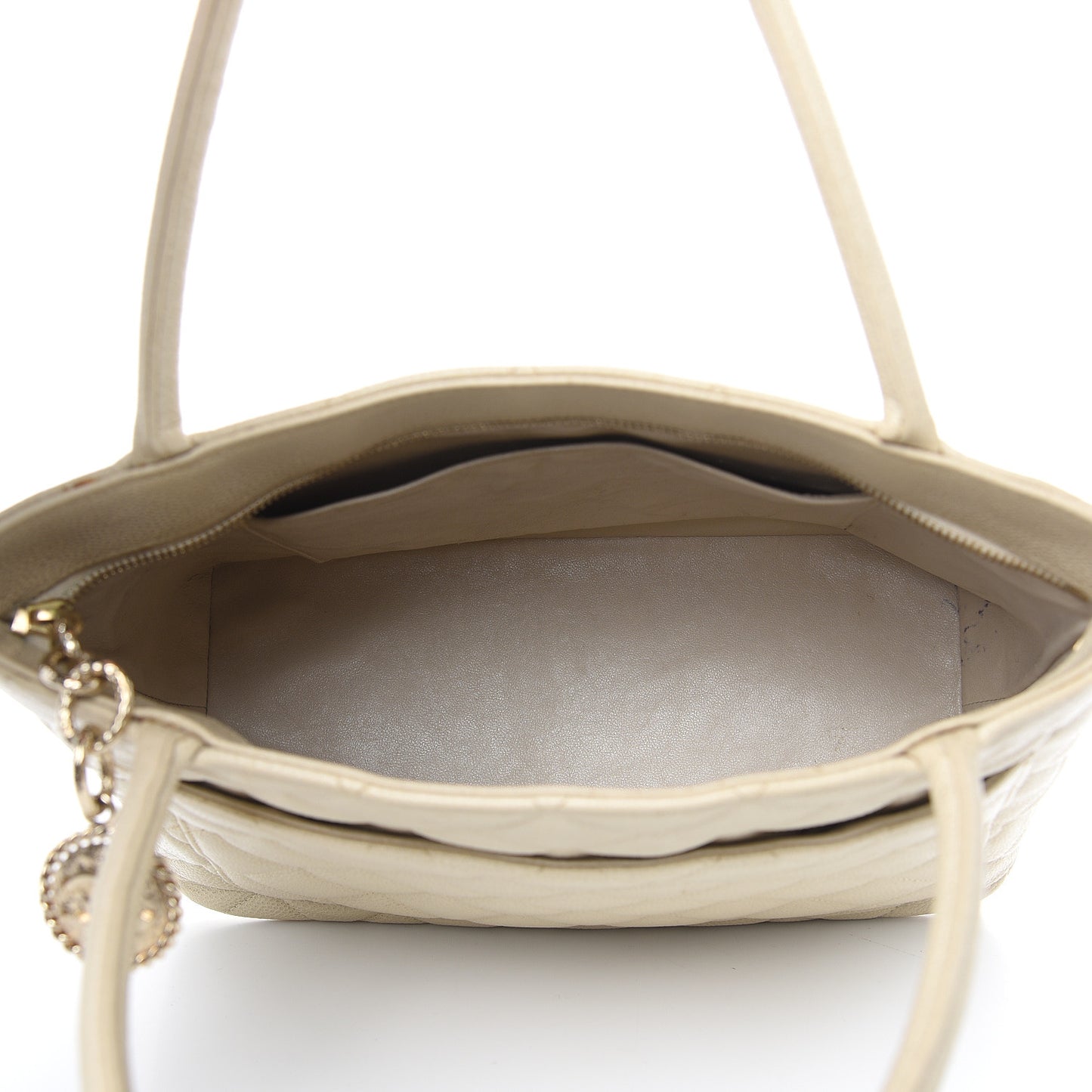 Caviar Quilted Medallion Tote Light Beige