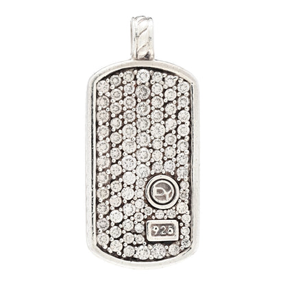 David Yurman Sterling Silver Pave Diamond Dog Tag Pendant 1 of 5
