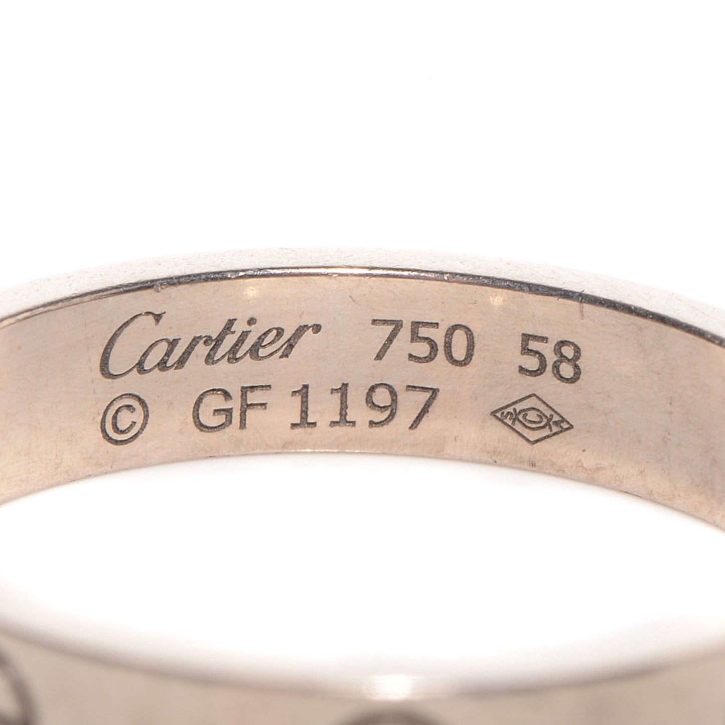 18K White Gold 4mm LOVE Wedding Band Ring 58 8.5