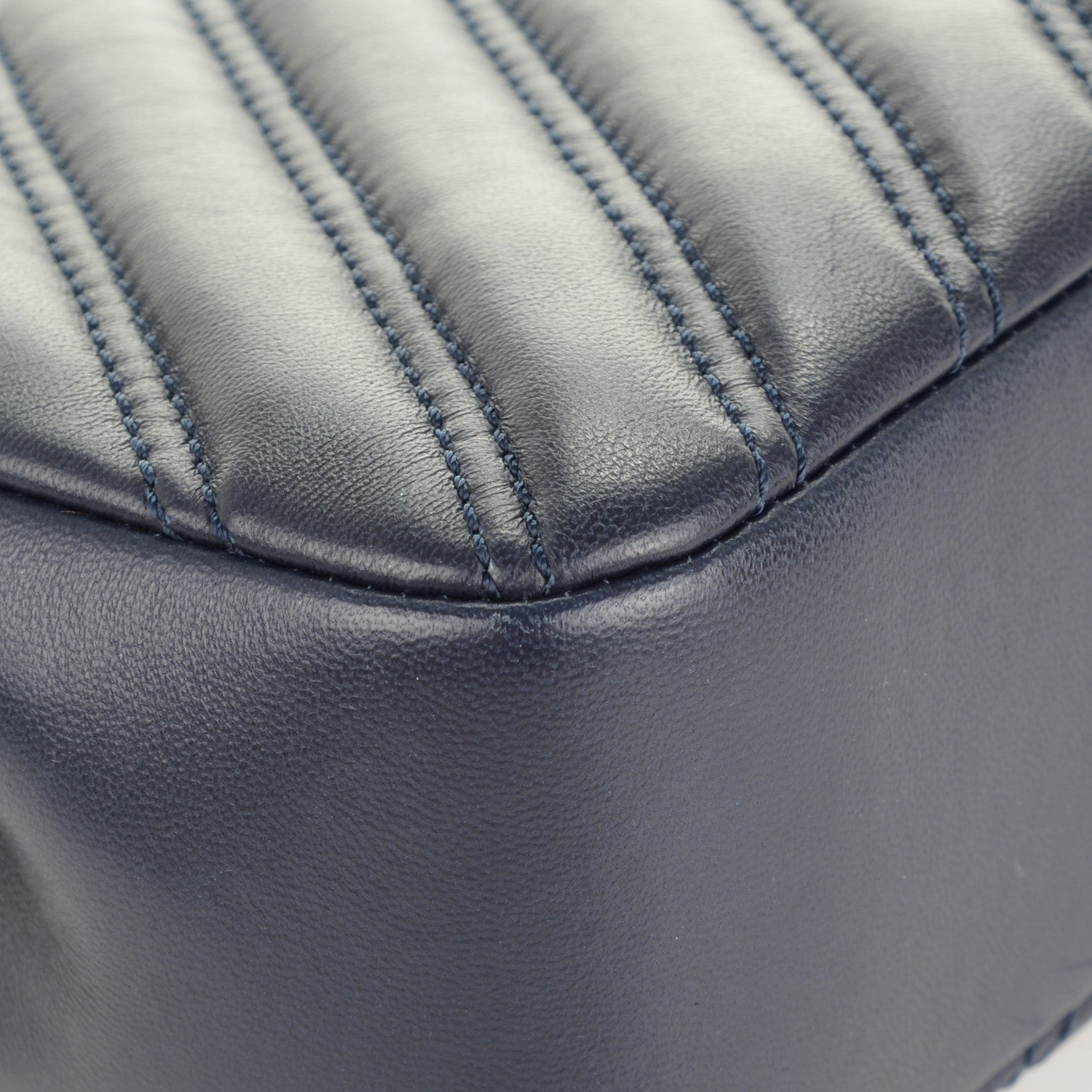 Chanel Lambskin Chevron Double Stitch Medium Single Flap Navy 10 of 11