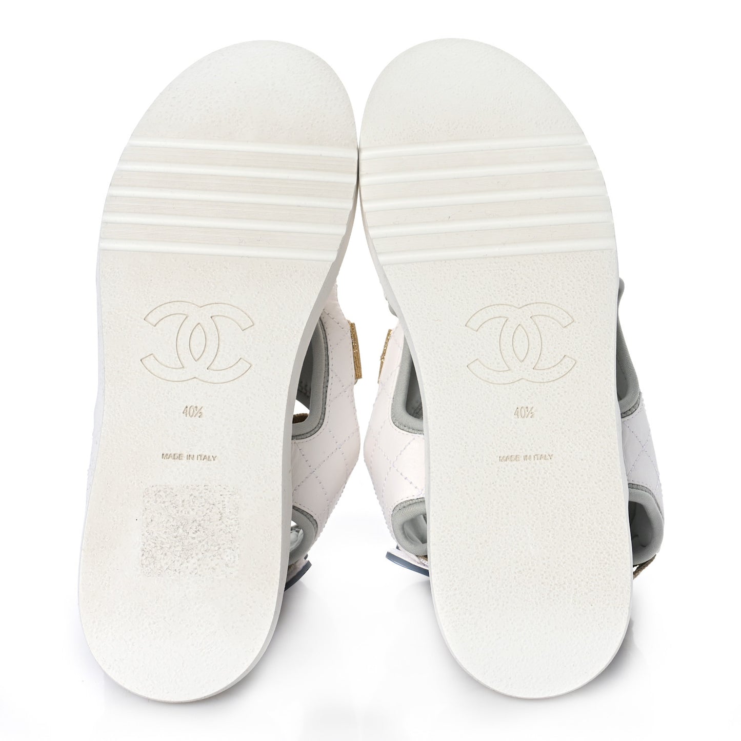 Goatskin Fabric Gladiator Sandals 40.5 White Light Grey Navy Blue