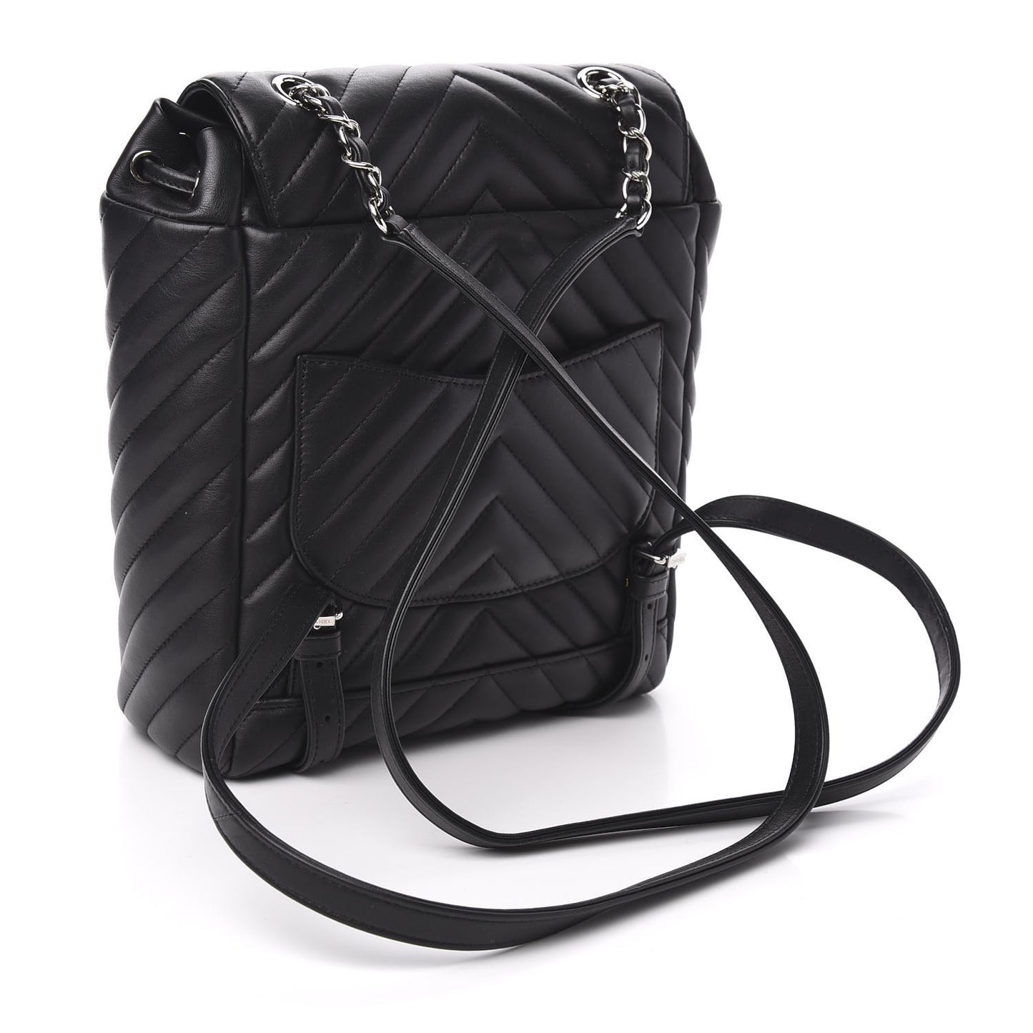 Calfskin Chevron Quilted Small Urban Spirit Backpack Black