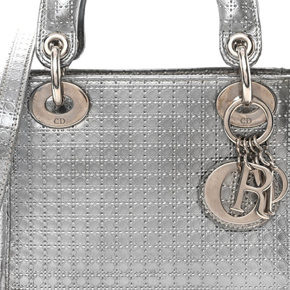 Christian Dior Metallic Patent Micro-Cannage Mini Lady Dior Silver 7 of 11