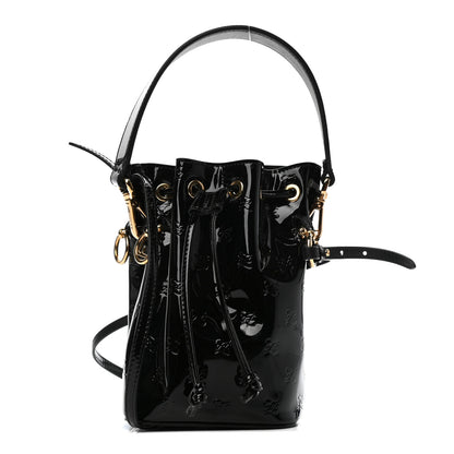 Fendi Vitello Vernice Mou F is Fendi Karligraphy Embossed Mini Mon Tresor Bucket Bag Black 1 of 4