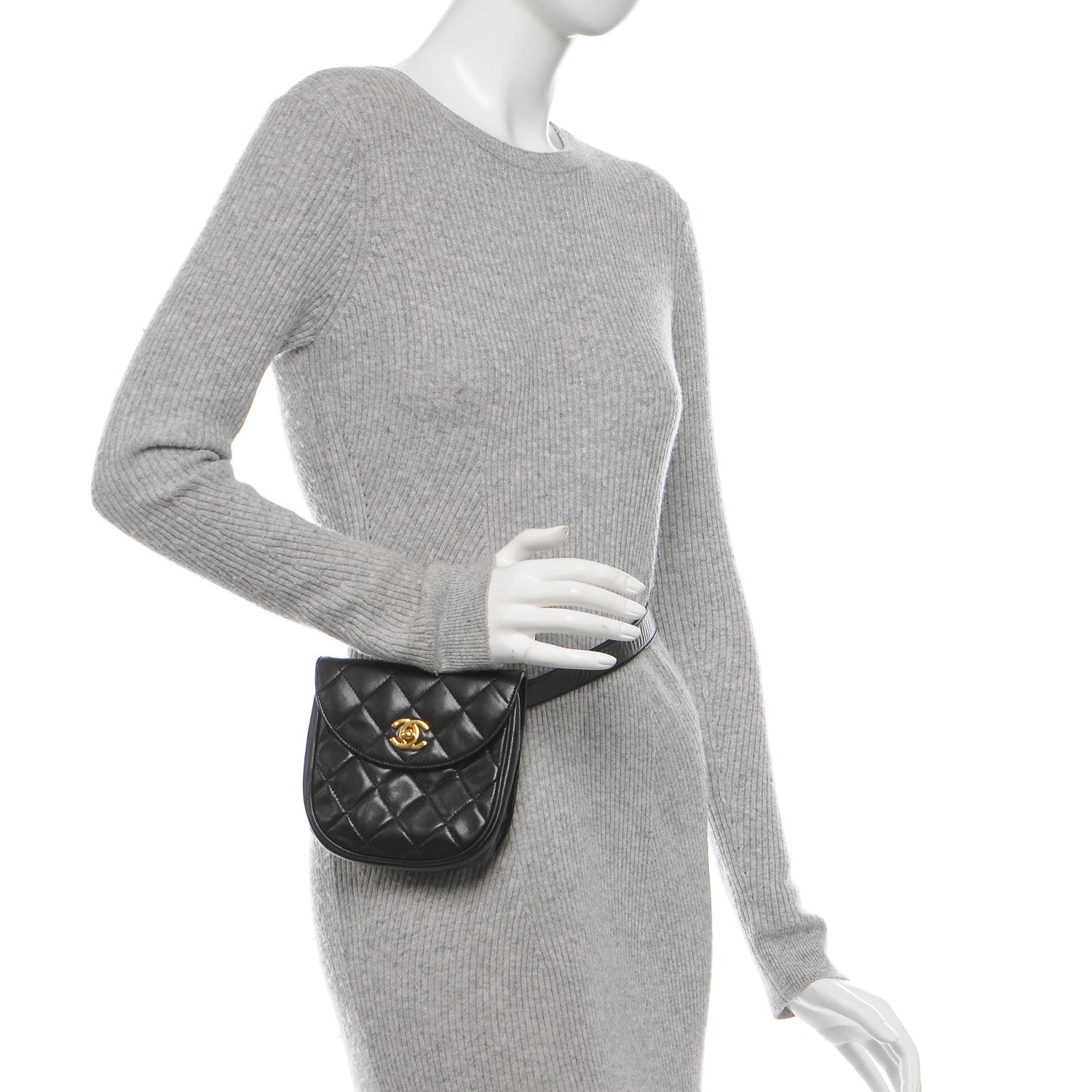 Chanel Lambskin Quilted Flap Waist Belt Bag 70 28 Black 2 of 8