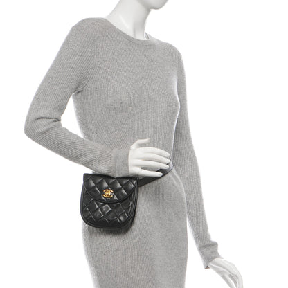 Chanel Lambskin Quilted Flap Waist Belt Bag 70 28 Black 2 of 8