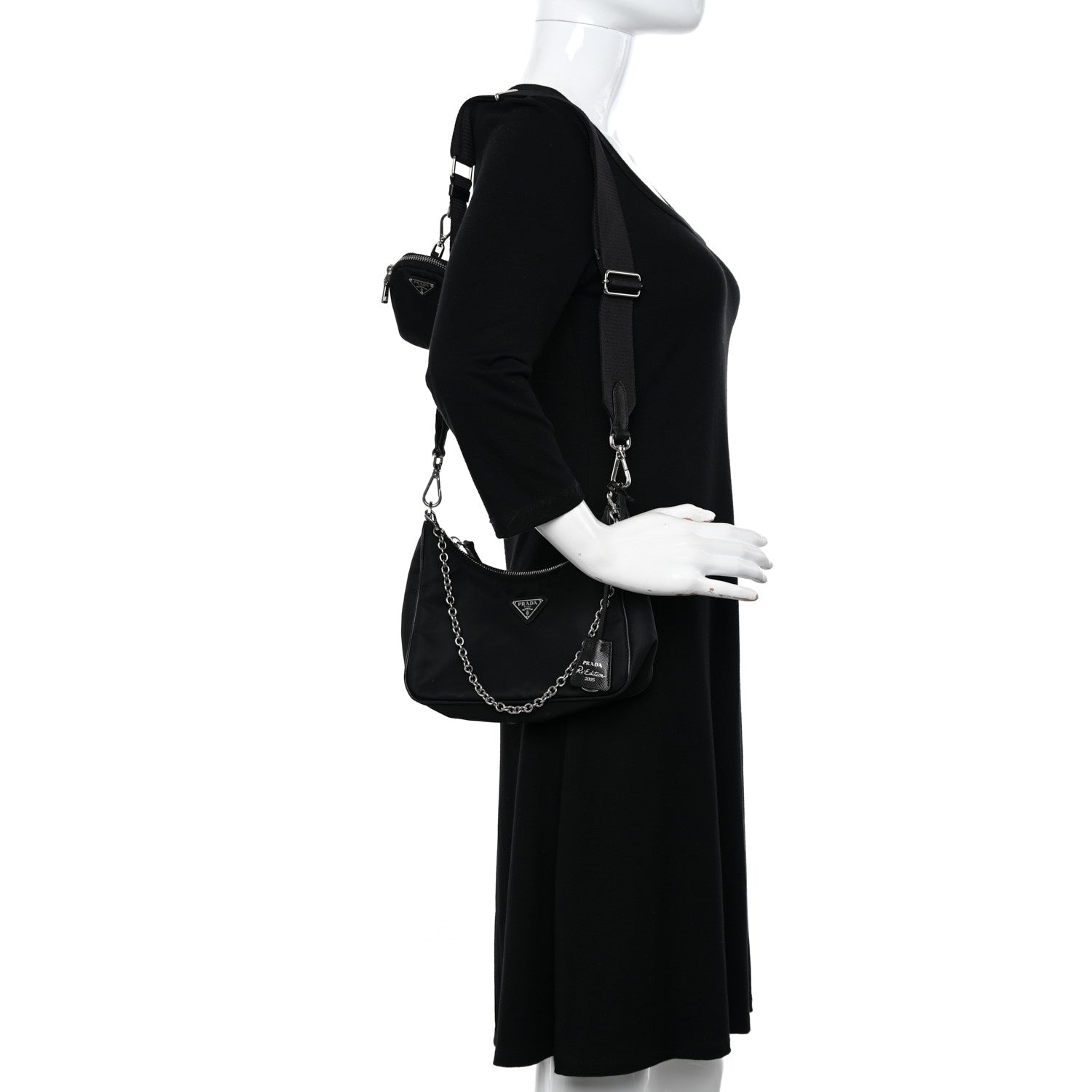 Prada Nylon Re-Edition 2005 Shoulder Bag Black 2 of 11
