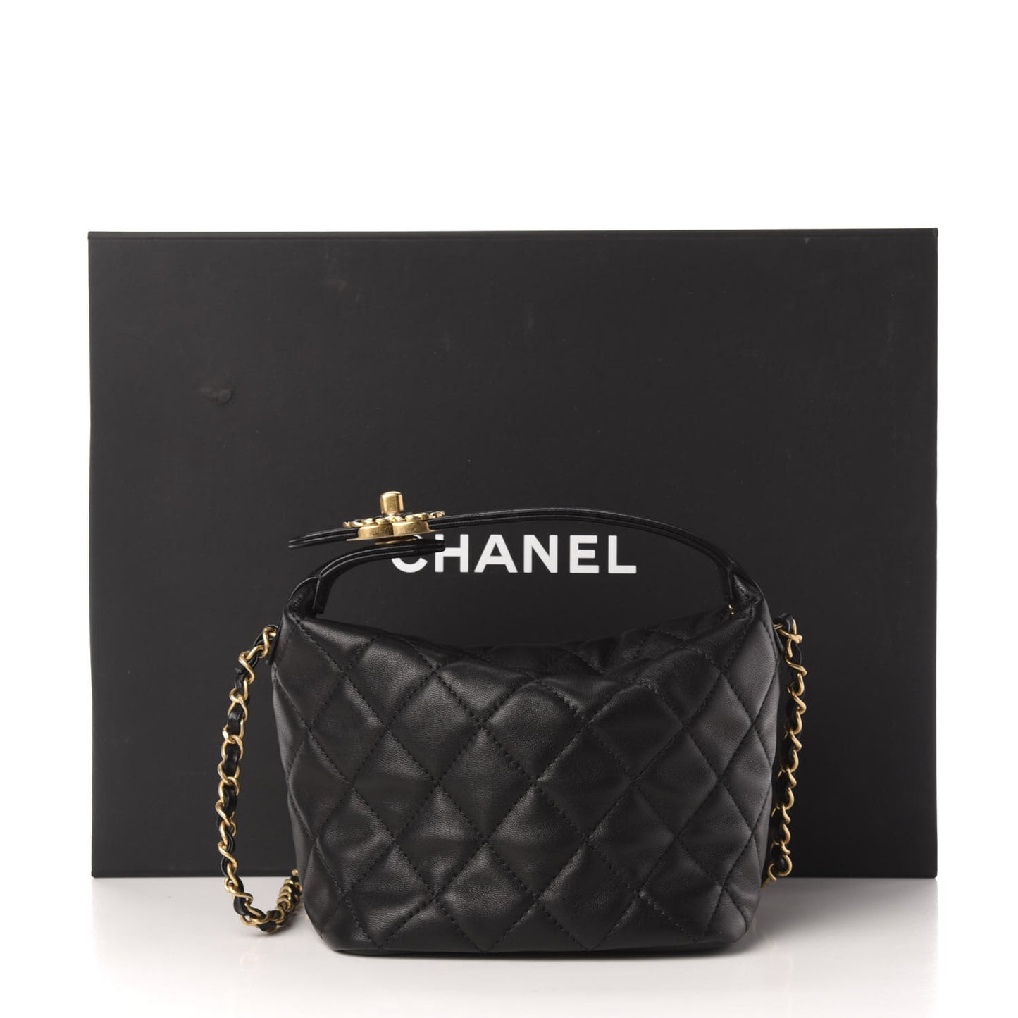 Lambskin Quilted Small Perfect Meeting Hobo Black