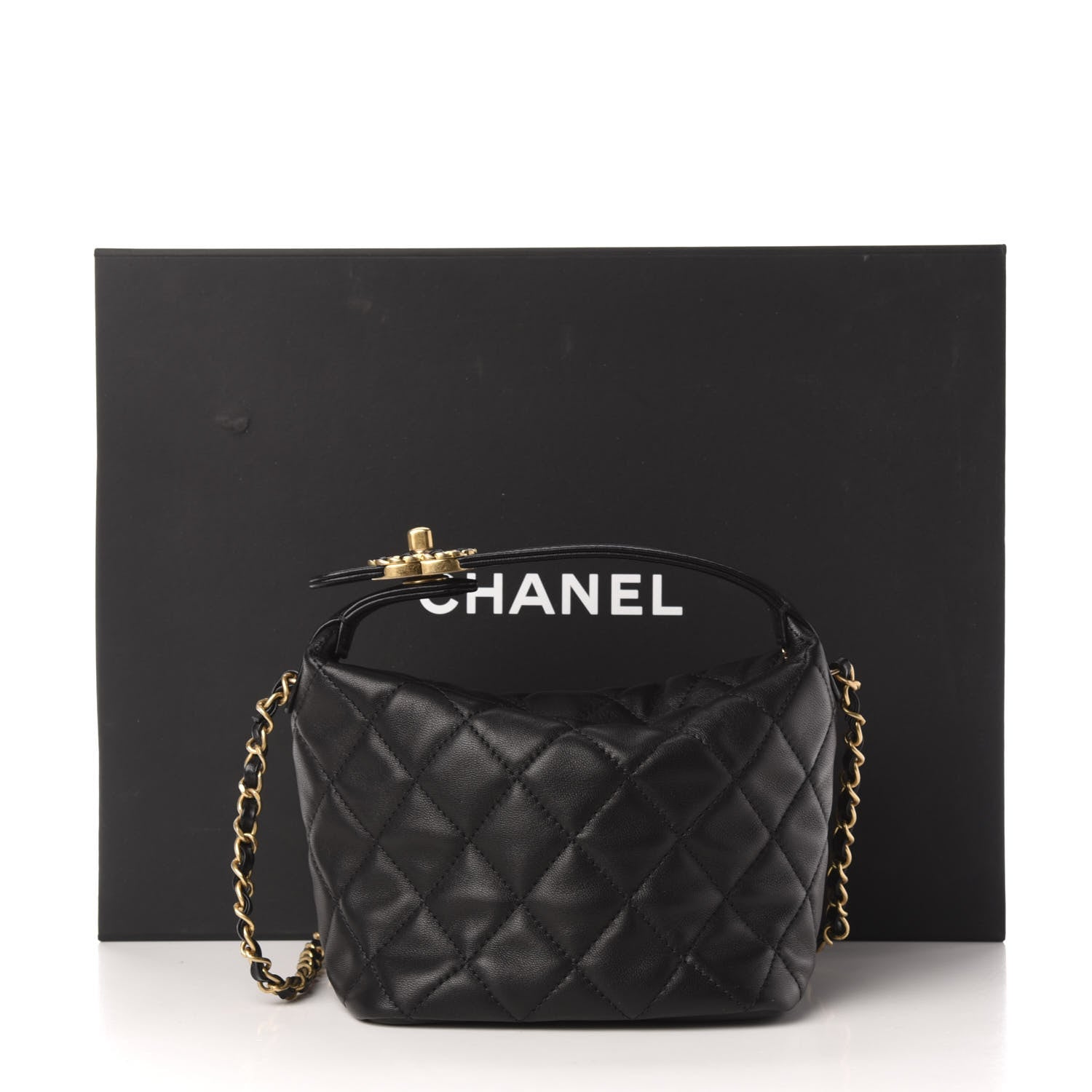 Chanel Lambskin Quilted Small Perfect Meeting Hobo Black 12 of 12