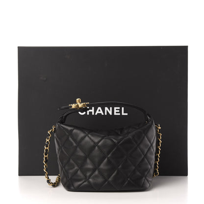 Chanel Lambskin Quilted Small Perfect Meeting Hobo Black 12 of 12