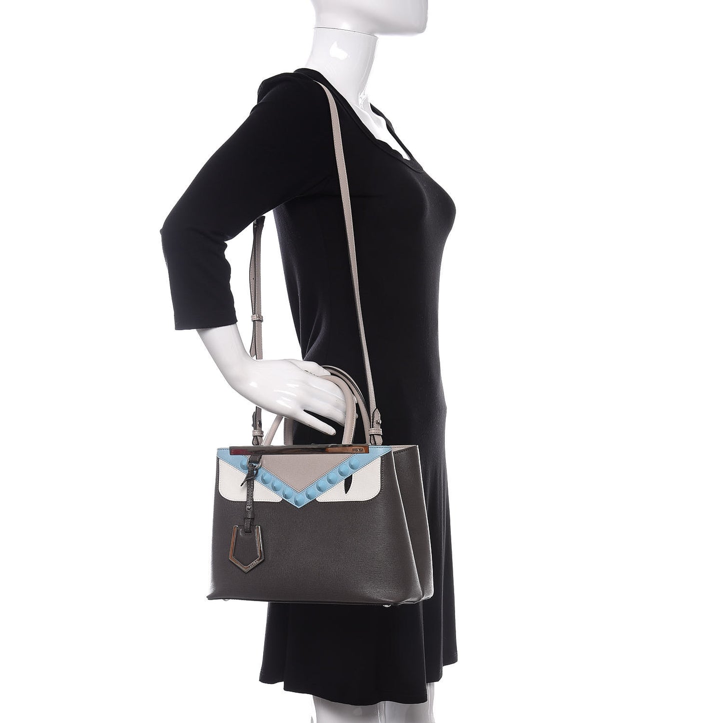 Vitello Elite Monster Eyes Studded Petite 2Jours Tote Carbone White Multicolor