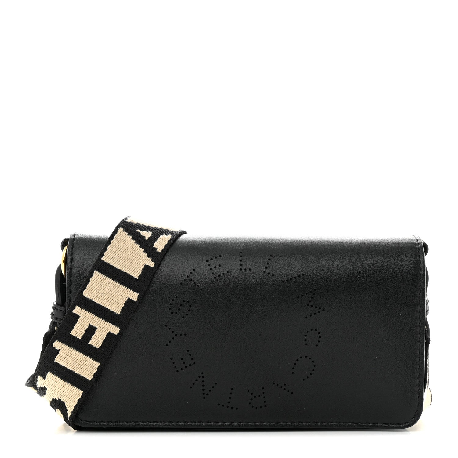 Stella McCartney Eco Alter Nappa Perforated Logo Mini Crossbody Bag Black 1 of 12