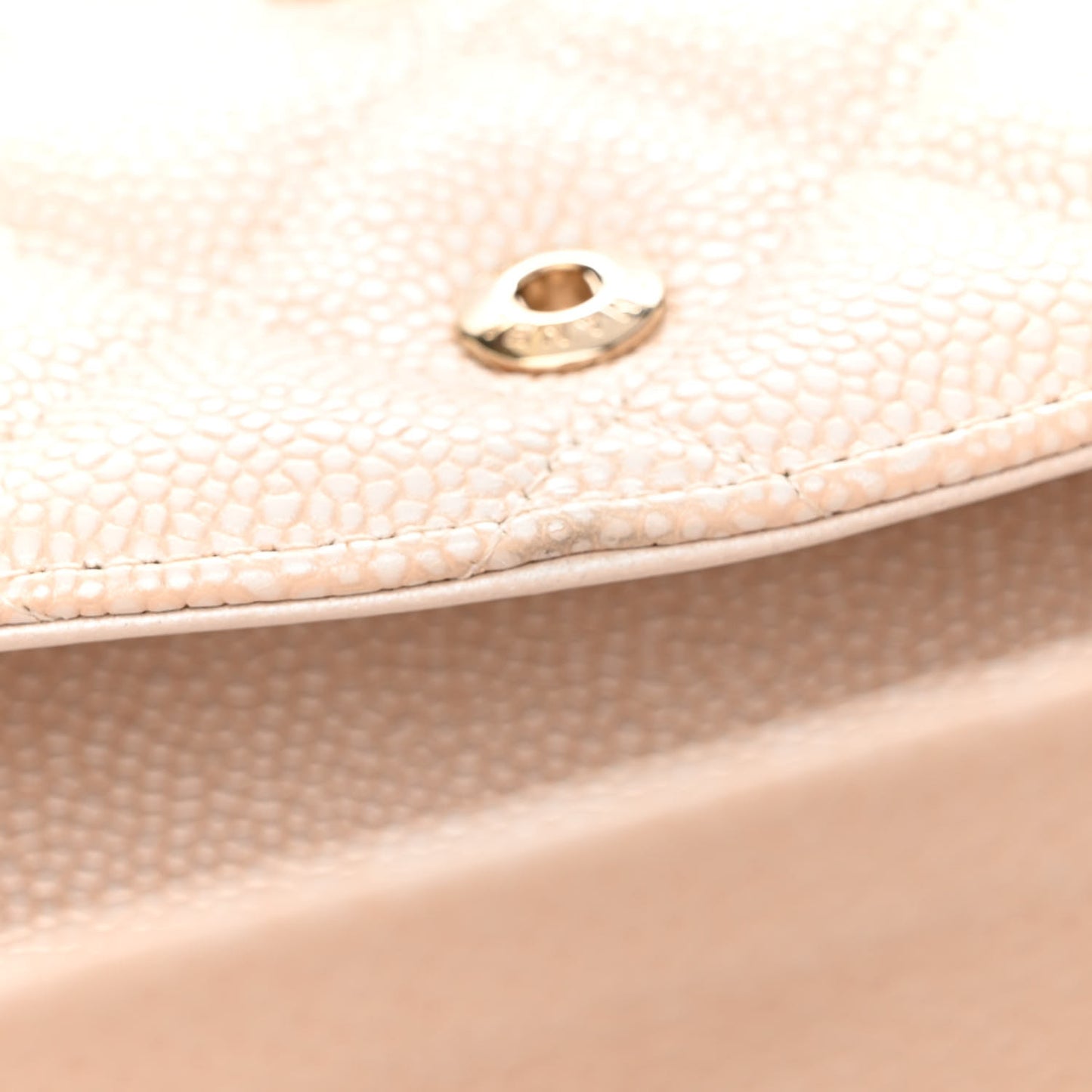 Iridescent Caviar Quilted Jumbo Double Flap Beige