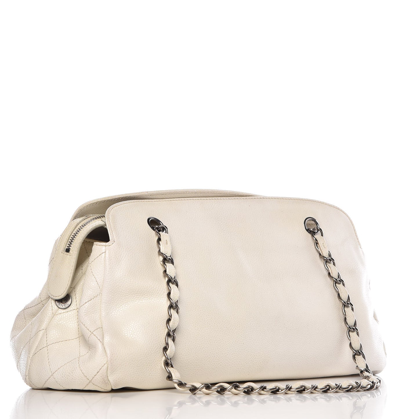Caviar Quilted Timeless CC Bowler Bag White