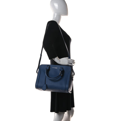 Alexander McQueen Pebbled Calfskin Small Skull Padlock Zip Around Tote Blue 2 of 9