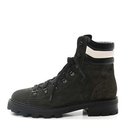 Jimmy Choo Corduroy Suede Nappa Eshe Flat Hiking Boots 39 Seaweed 1 of 7