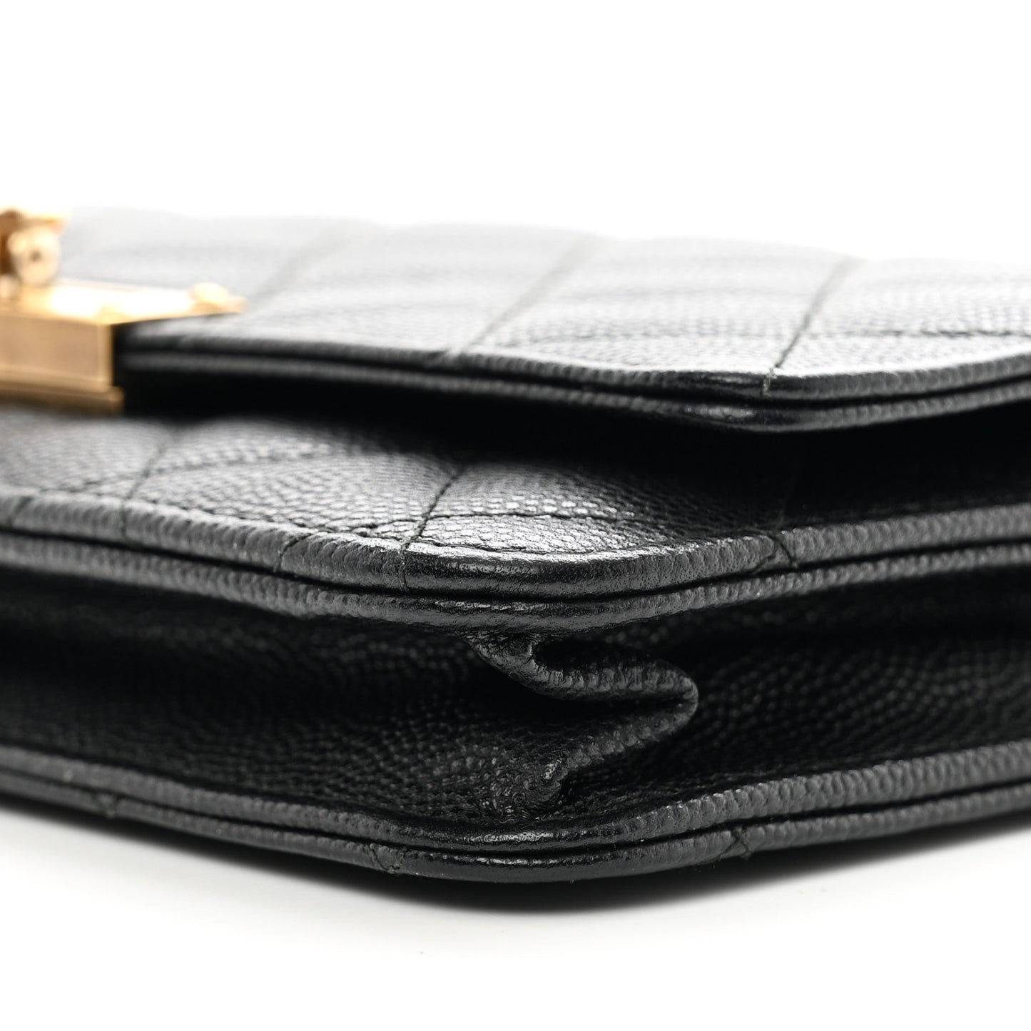 Caviar Quilted Golden Class Wallet On Chain WOC Black