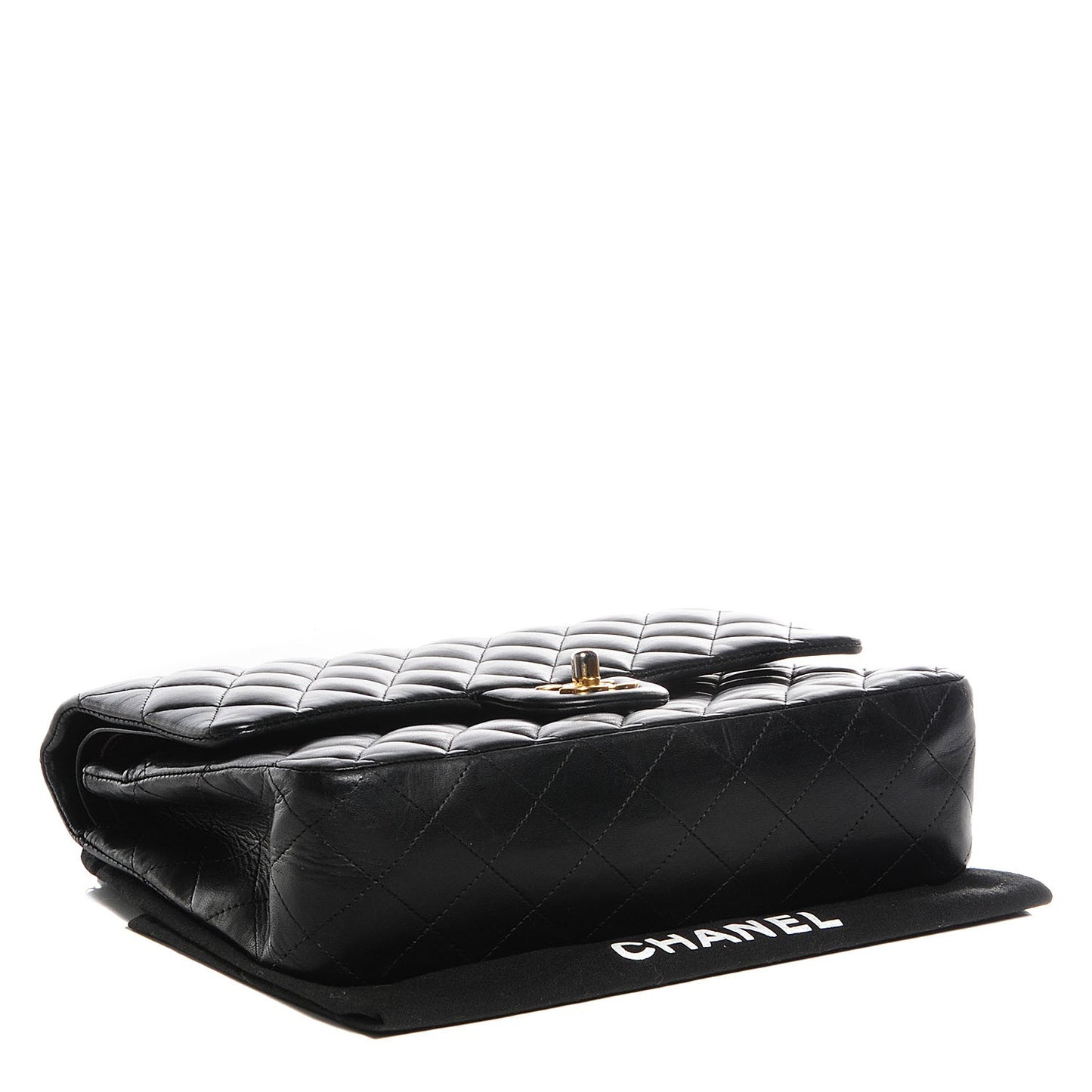 Lambskin Quilted Medium Double Flap Black