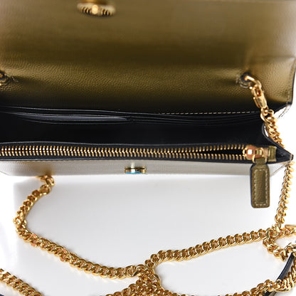 Saint Laurent Metallic Grain De Poudre Kate Monogram Tassel Chain Wallet Gold 4 of 6