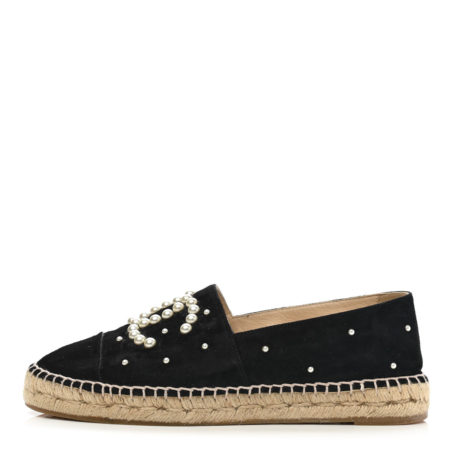 Chanel Suede Pearl CC Espadrilles 39 Black 1 of 11