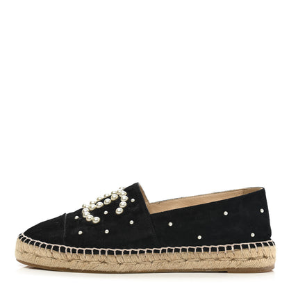 Chanel Suede Pearl CC Espadrilles 39 Black 1 of 11