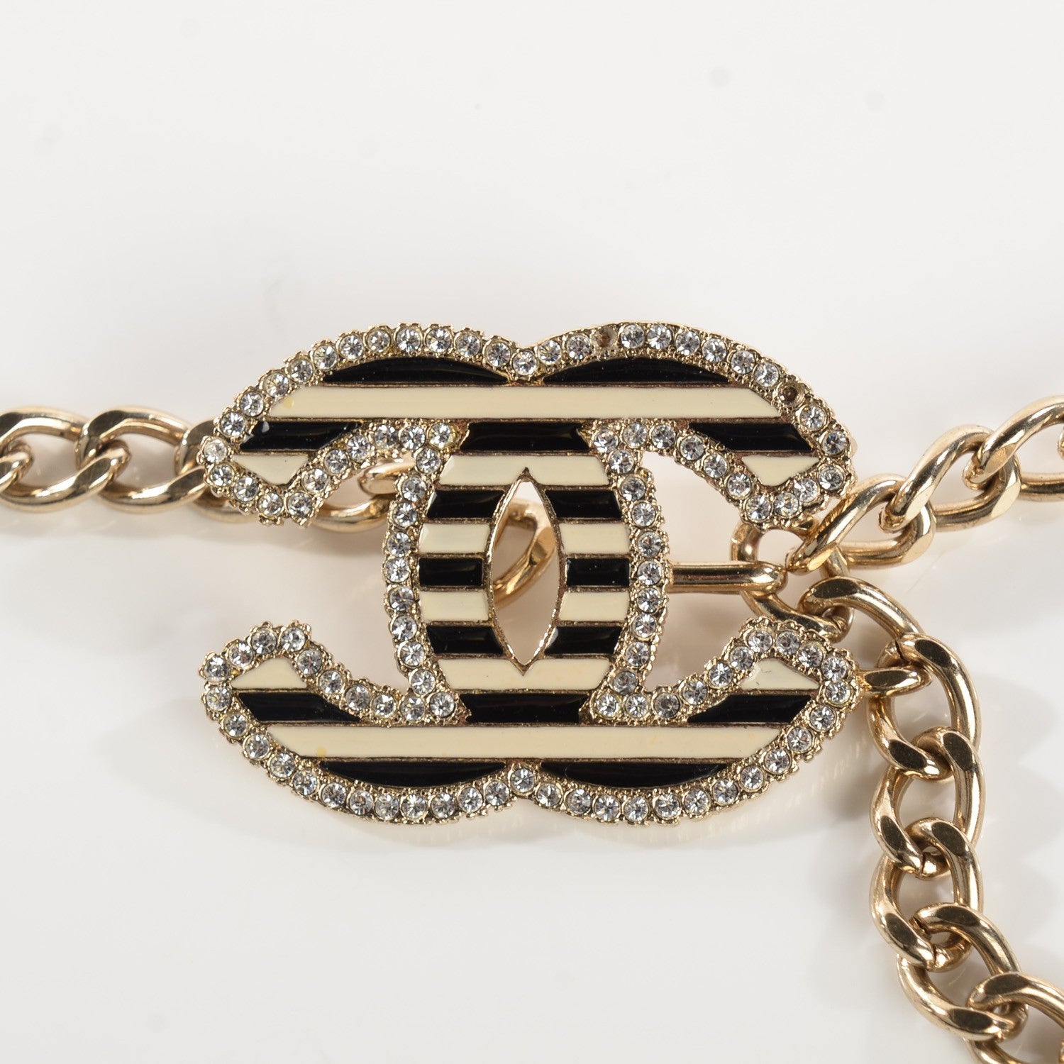 Chanel Enamel Striped CC Chain Belt Multicolor Gold 3 of 6