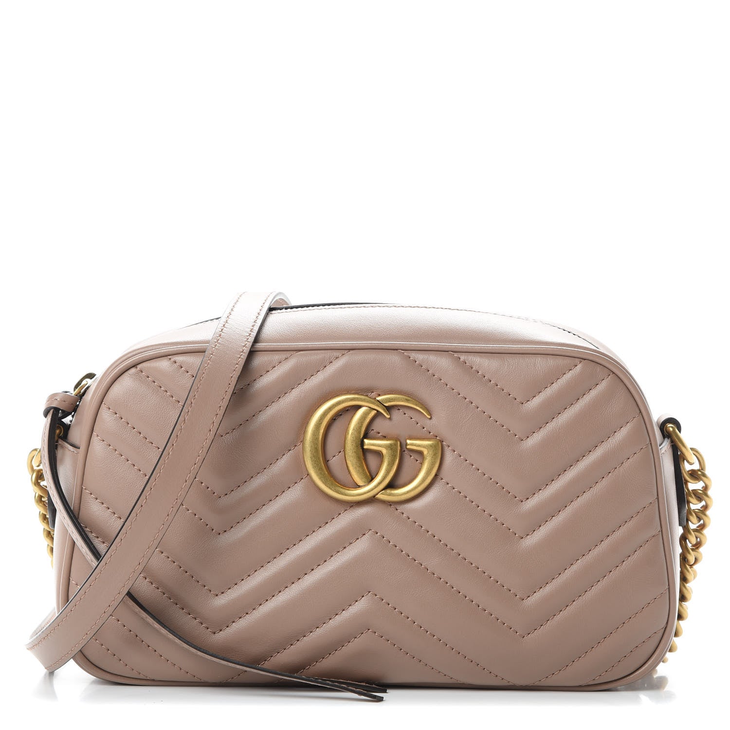 Gucci Calfskin Matelasse Small GG Marmont Chain Shoulder Bag Porcelain Rose 1 of 11