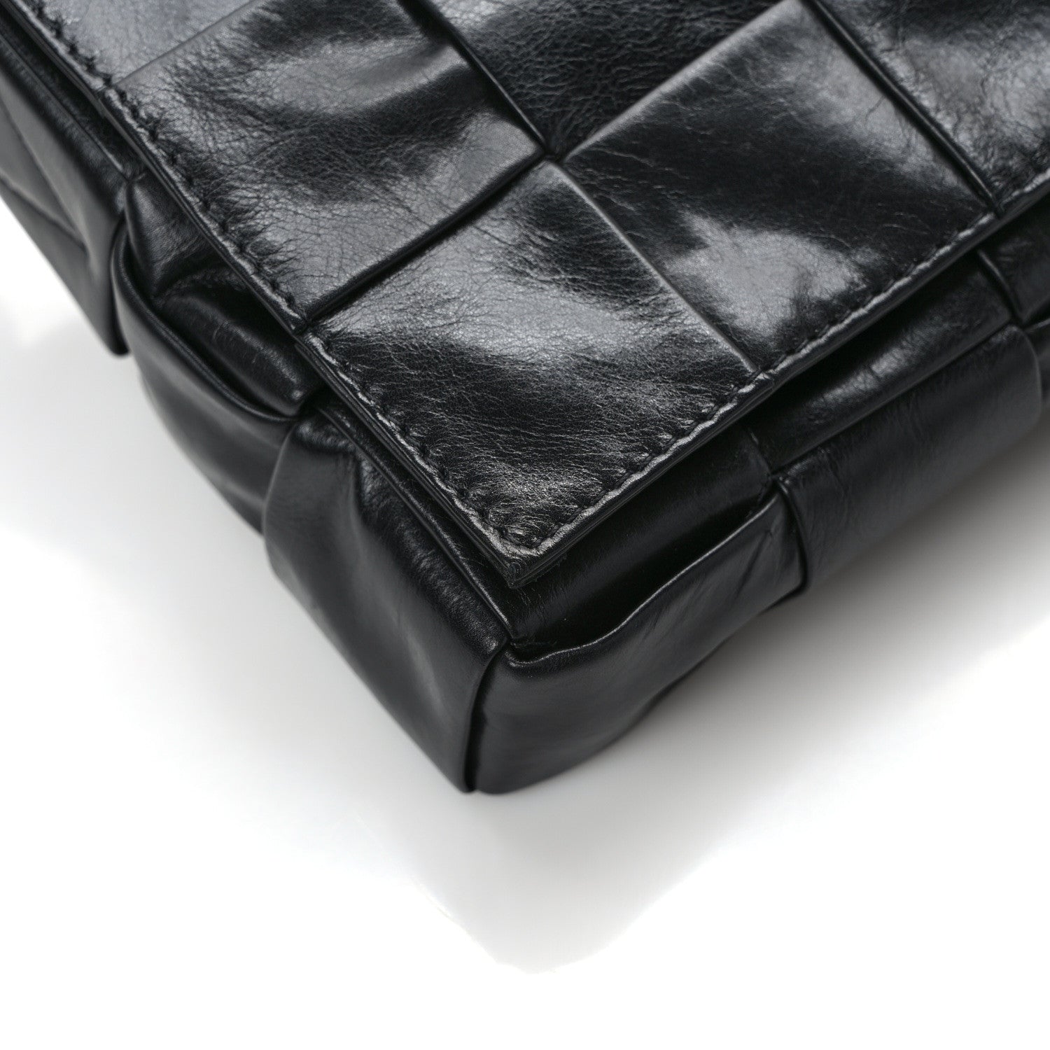 Bottega Veneta Paper Calfskin Intrecciato Stretch Cassette Black 10 of 11