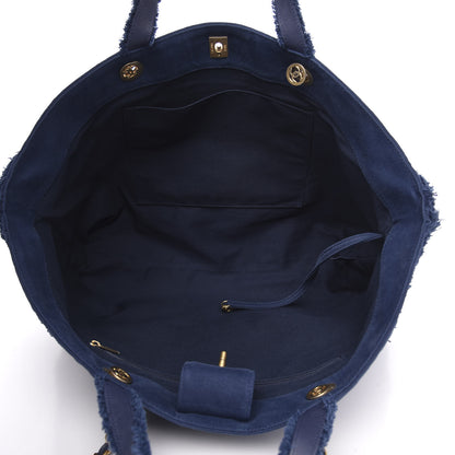 Chanel Denim Chevron Coco Tote Navy 4 of 9