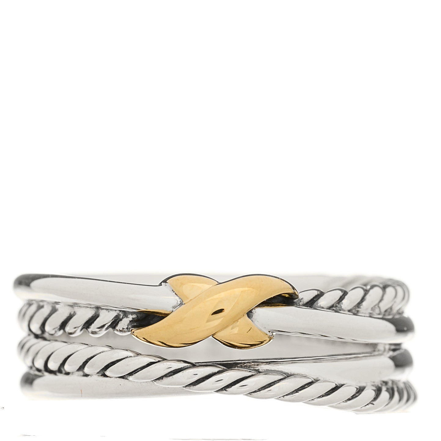 David Yurman Sterling Silver 18K Yellow Gold 6mm X Crossover Ring 53 6.25 1 of 4