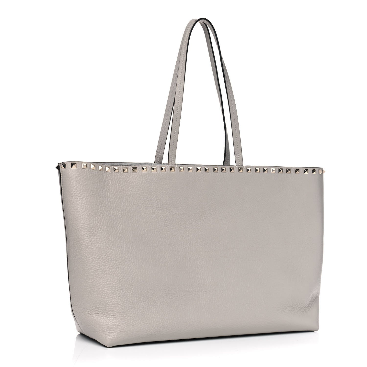 Valentino Garavani Grained Calfskin Rockstud Shoulder Tote Pastel Grey 2 of 4